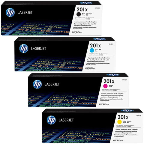 HP 201X Original Toner Multipack 4 Farben (CMYK) – CF400X CF401X CF402X CF403X für Color LaserJet Pro M252 M277