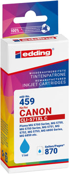 Edding Tintenpatrone für Canon CLI-571C-XL PIXMAMg5750 MG5751 MG5752 MG6850