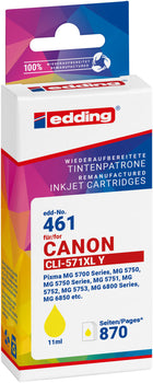 Edding Tintenpatrone für Canon CLI-571Y-XL PIXMAMg5750 MG5751 MG5752 MG6850