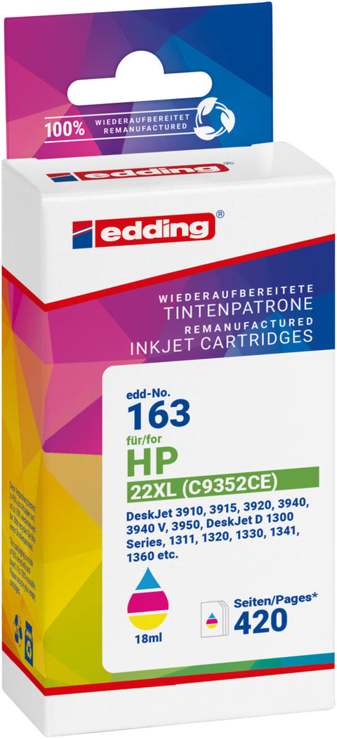 Edding Tintenpatrone für HP 22XL DeskJet3940 OfficeJet4355 PSC1410